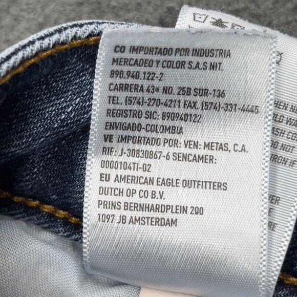 AE American Eagle High Rise Skinny Jeans 12 Regular Medium Wash Whiskered - Picture 11 of 15